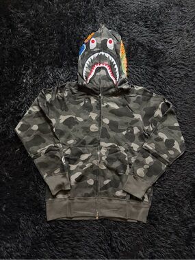 Black grey camo bape zip up